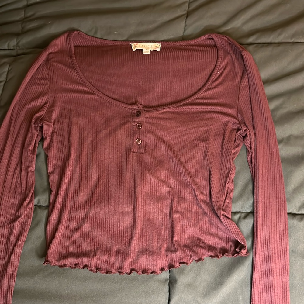 Mauve Pink rose button down top